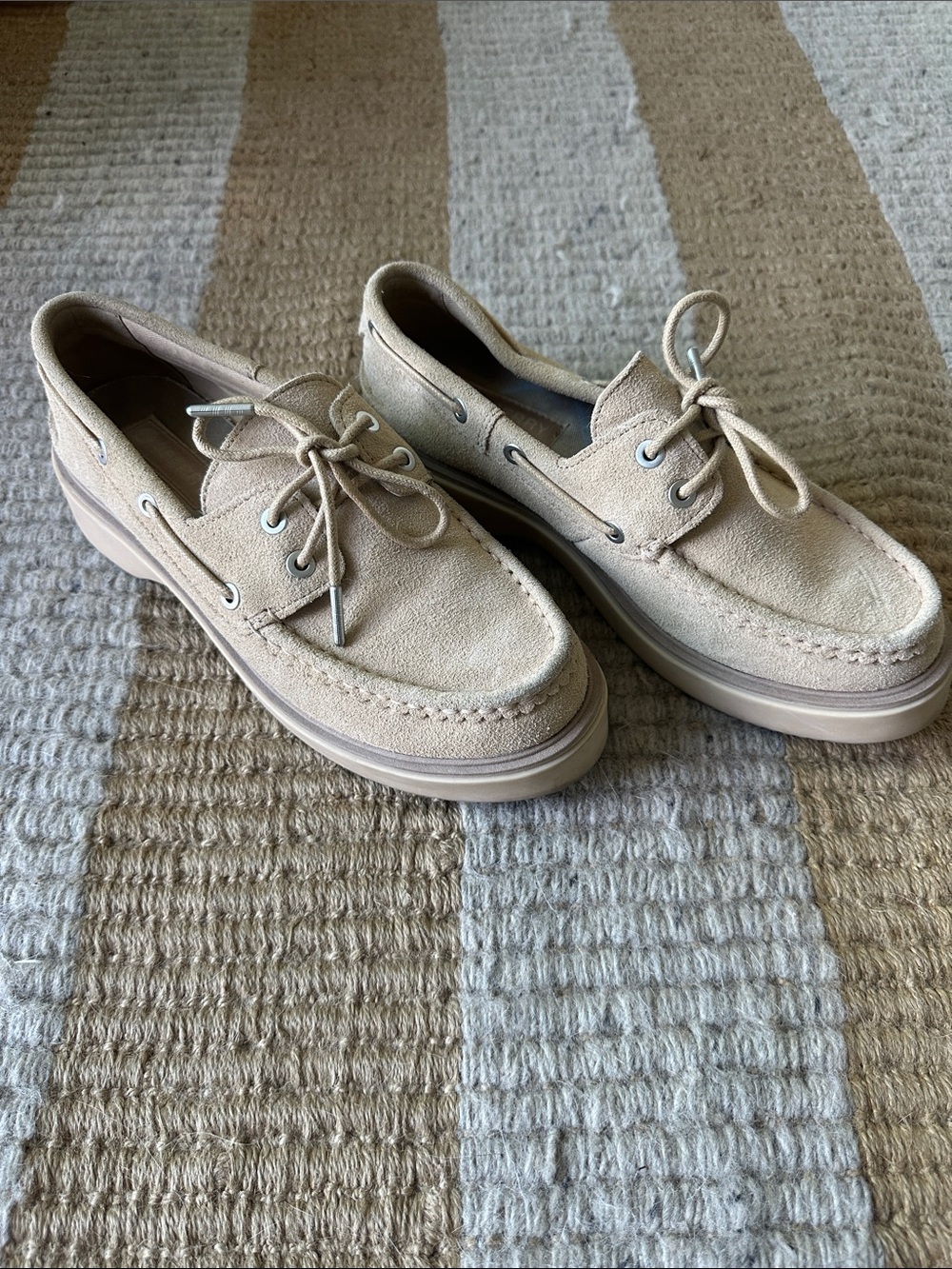 Sperry Beige Suede 2-Eye Boat Shoes